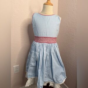 Well Dressed Wolf Blue and Red Casual Kids Dress